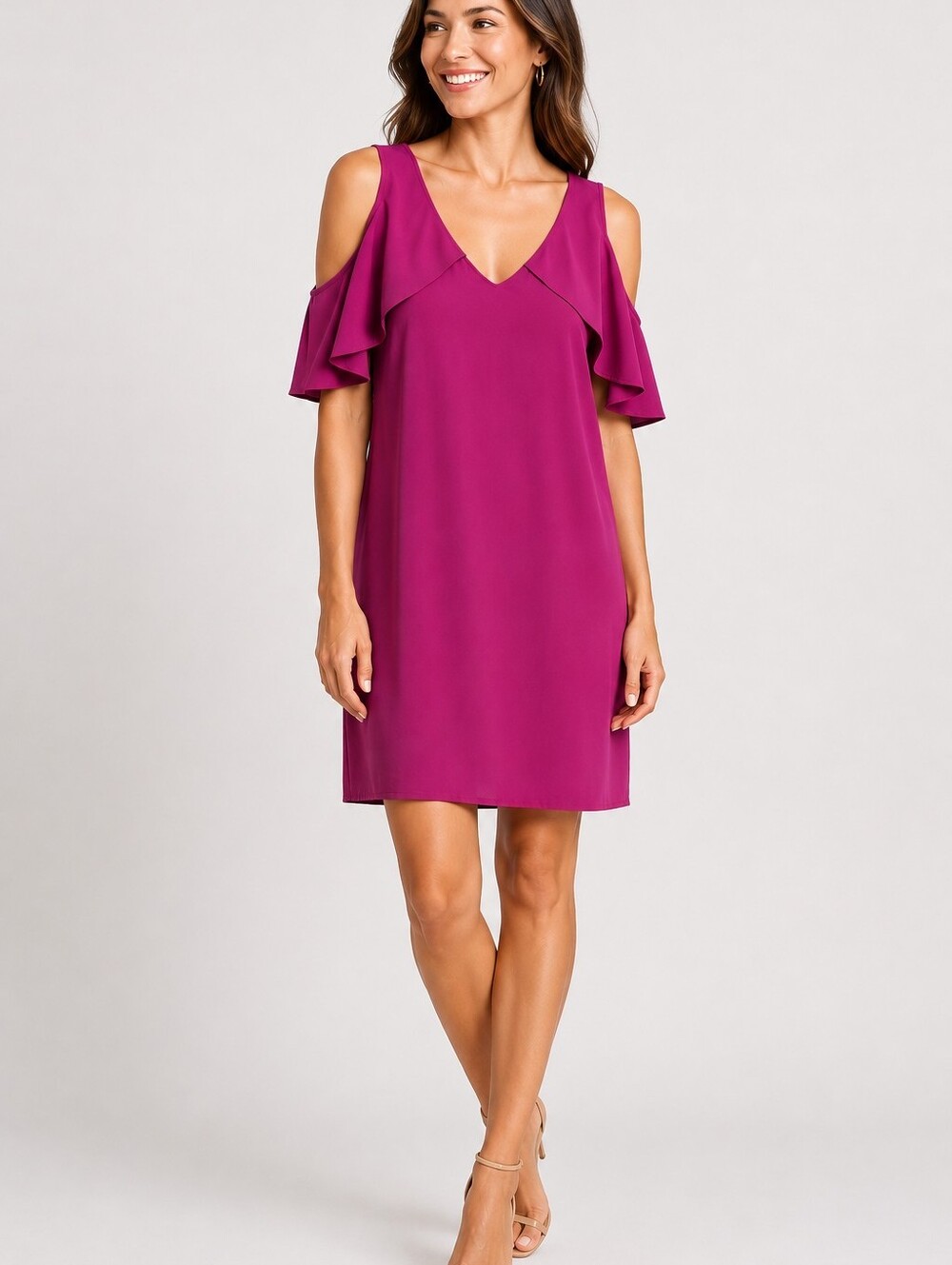 Trina turk raspberry cold shoulder dress xs